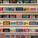 A wall of Famicom games on display at the video game bar Continue, in Osaka.